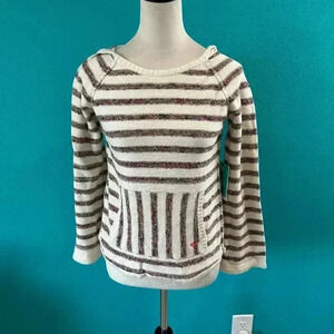 NWT Roxy Girl Striped Pullover Hoodie Classic Cabincore Loungewear Size L